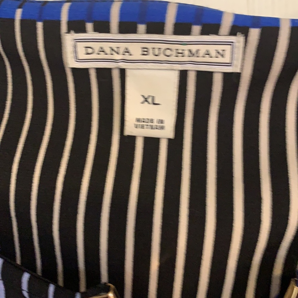 DANA BACHMAN blue/black/cream blouse size XL. - Picture 6 of 7